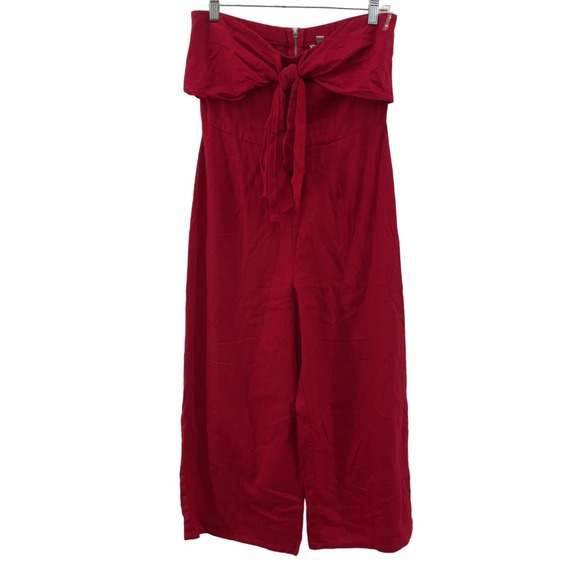 Gypsies & Moondust Women's Red Linen Blend Jumpsuit, Size 9 - Preowned - Picture 1 of 4